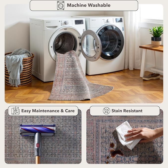 Kuden 9x12 Large Area Rug, Machine Washable Area Rug - Image 5