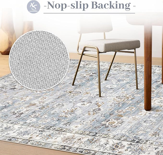 Area Rug 8x10 Living Room Rug, Machine Washable Vintage Distressed Boho Area - Image 7