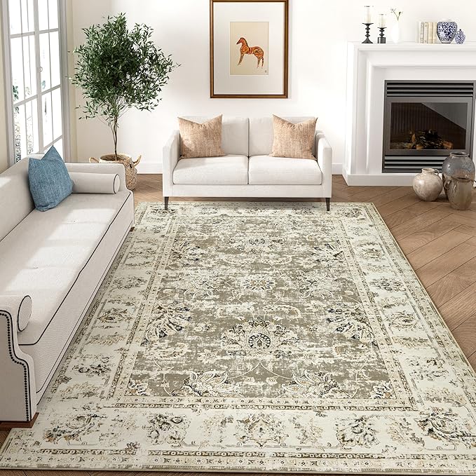 jinchan Fiora 6x9 Area Rug for Living Room Washable Soft Throw Rug Ultra-Thin by JINCHAN