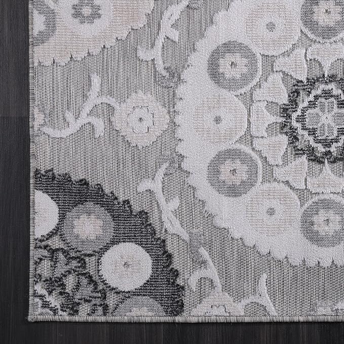 CAMILSON Indoor Outdoor Rug 8x10 Bohemian Medallion Floral Area Rugs - Image 4