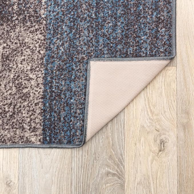 Rugshop Contemporary Blue Geometric Boxes Non-Slip Area Rug Non-Shedding - Image 5