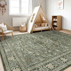 10x12 Area Rug Living Room: Washable Boho Large Neutral Vintage Soft Rugs Stain - Image 5