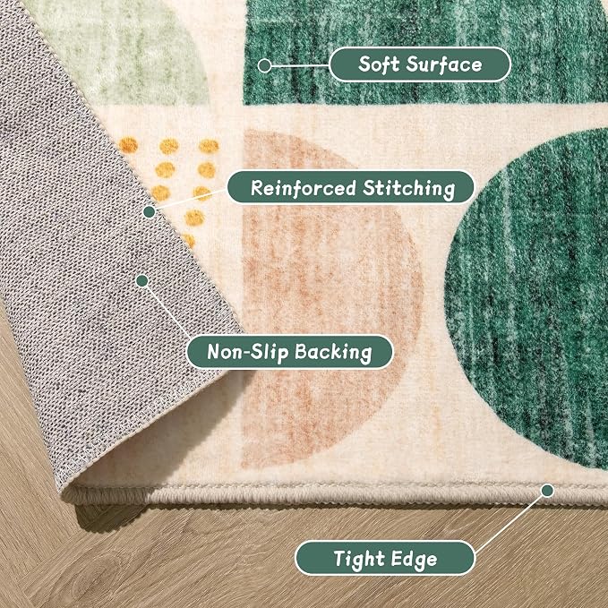 MUJOO Green Washable Rugs 9x12, Boho Area Rugs - Image 6