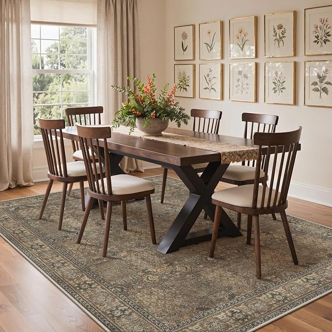Bavni Washable Rugs 8x10-Machine Washable Rug Lightweight Low Pile, Vintage - Image 4