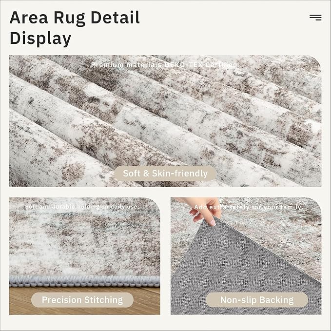 Area Rugs 4x6 for Living Room, Vintage Washable Rugs for Dining Room, Non-Slip - Image 6