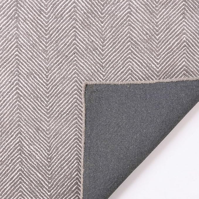 Modern Herringbone Chevron Collection Handcrafted Wool Area Rug - Image 5
