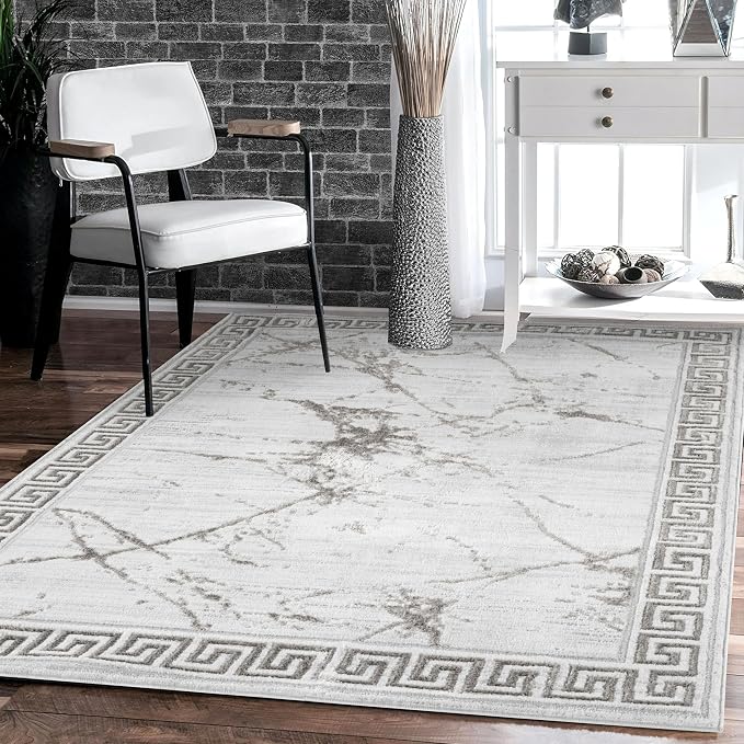 GLORY RUGS Area Rugs Marble 5x7 Cream Gray Carpet Modern Abstract Rug Living by GLORYRUGS