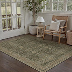 Entryway Area Rug 4x6 Green Brown Vintage Washable Office Carpet Traditional by PureCozy