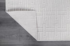 Micro Loop Indoor Rug White 10x14 Boho Geometric Neutral Area Rugs - Image 7