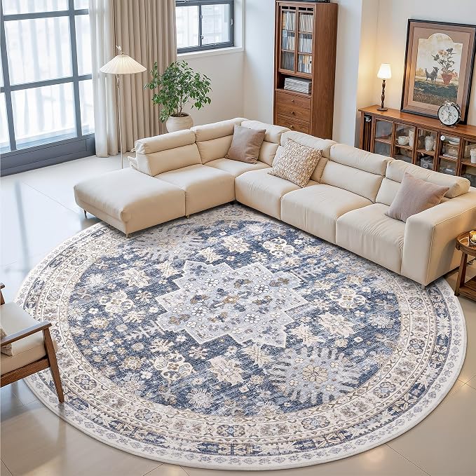 zesthome 9ft Round Rugs for Living Room, Non-Slip Washable Round Area Rugs by Zesthome
