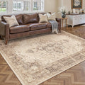 Brown 5x7 Area Rug Washable Vintage Living Room Carpet Non Slip Retro by PureCozy