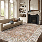 Deerly 6x9 Vintage Rugs for Dining Room, Washable Rugs Non Slip Large Area Rug by Deerly