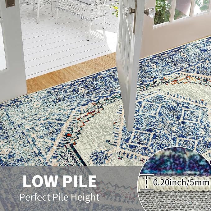 Easy-Going Area Rug 4x6 Washable Boho Rugs - Image 2