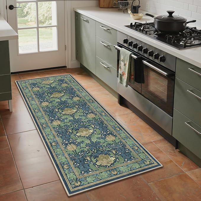 Bavni 2'6''x6 Runner Rug, Microfiber Washable Non-Slip Vintage Floral Rugs by BAVNI