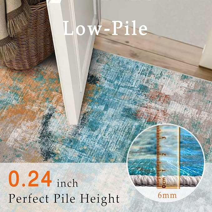 vivorug Round Rug 5ft Abstract Round Area Rug Non-Slip Indoor Carpet - Image 6
