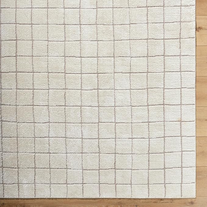 Livabliss x Our PNW Home Cascade Minimalist Grid Area Rug, Grid Ivory/Taupe - Image 7