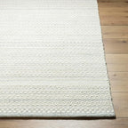 Mark&Day Wool Rugs, 2x3 Precious Solid and Border Cream/Light Slate Area Rug - Image 6