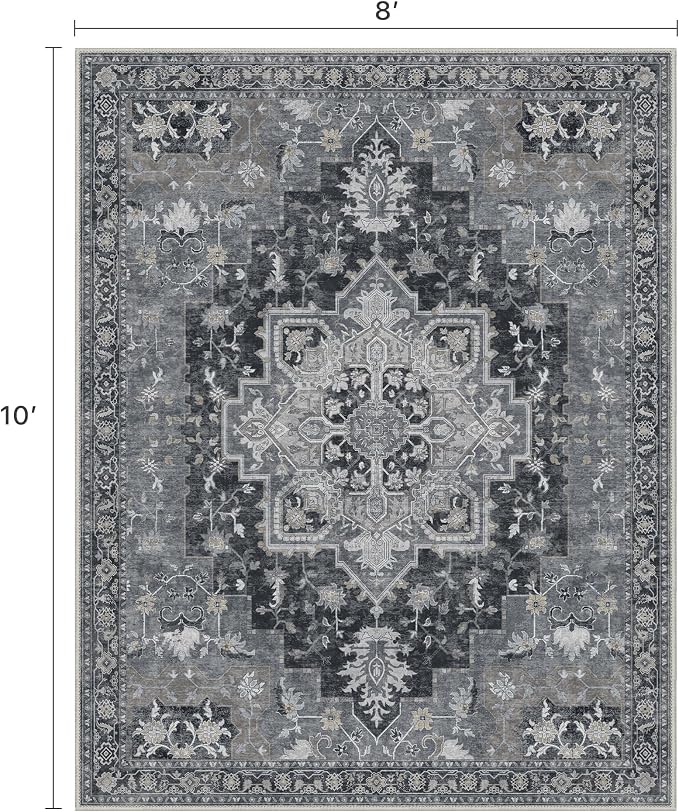 8x10 Area Rugs for Living Room, Machine Washable Non Slip Vintage Rugs - Image 2