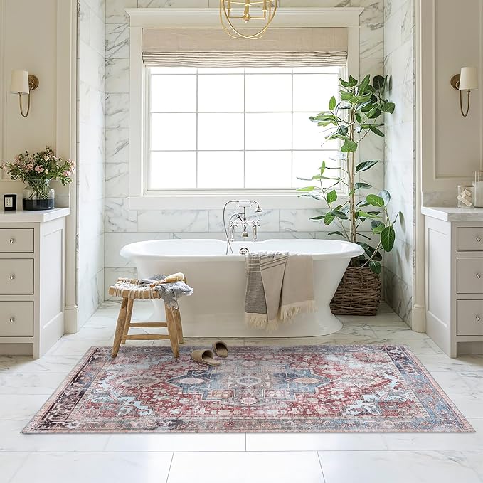 Washable Area Rug. Modern Farmhouse. Vintage. Turkish. Bohemian. Distressed. - Image 9