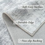 Light Grey Modern Rug for Bedroom 3x5 Minimalist Abstract Style Low Pile Floor - Image 3