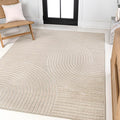 JONATHAN Y Hallie High-Low Curve Beige/Cream 5x8 Indoor/Outdoor Area Rug by JONATHANY