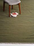 Rugsotic Carpets Hand Woven Flat Weave Kilim Wool 4'x6' Area Rug Solid Olive by GetMyRugsLLC