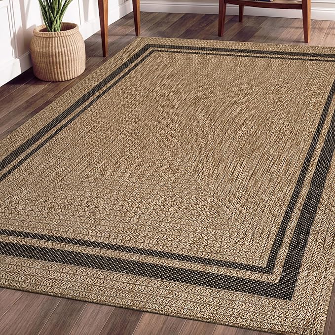 Beverly Rug Easy Jute Bordered Rug 10x14 Washable Large Indoor Outdoor Area Rugs - Image 5