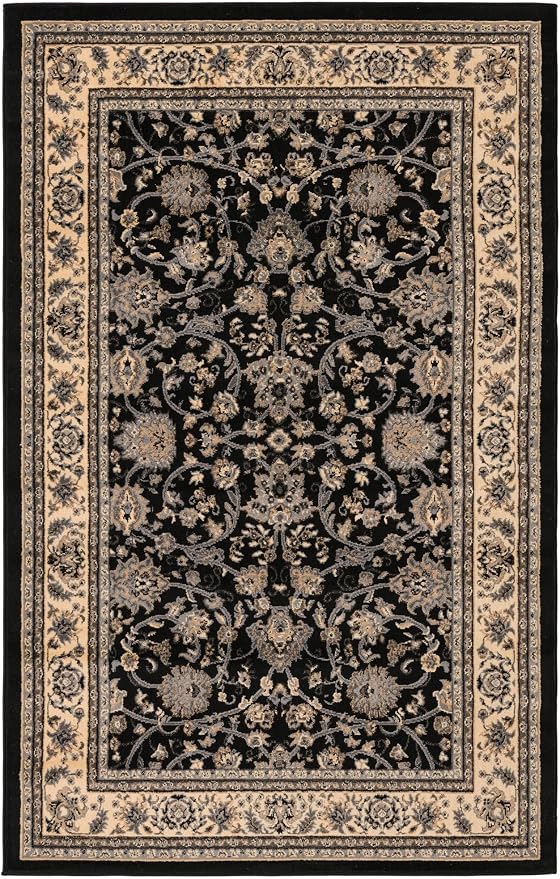 Rugs.com Yasmin Collection Rug – 5' x 8' Black Medium Rug Perfect by Rugscom