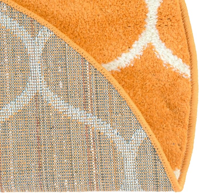 Rugs.com Lattice Frieze Collection Rug – 5' Round Orange Medium Rug Perfect - Image 9