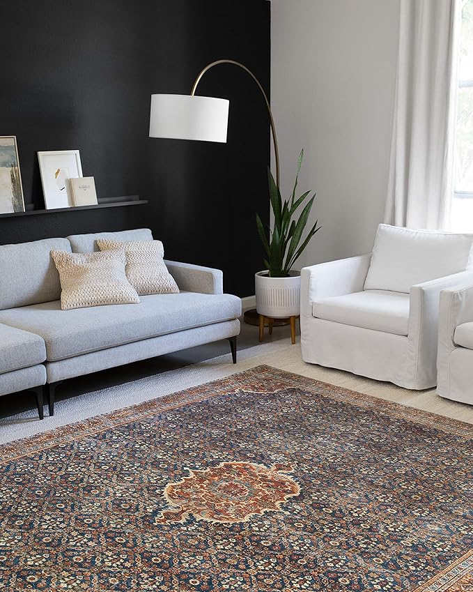 Loloi Layla Collection LAY-09 Cobalt Blue/Spice 3'-6" x 5'-6" .13" Thick Accent - Image 2