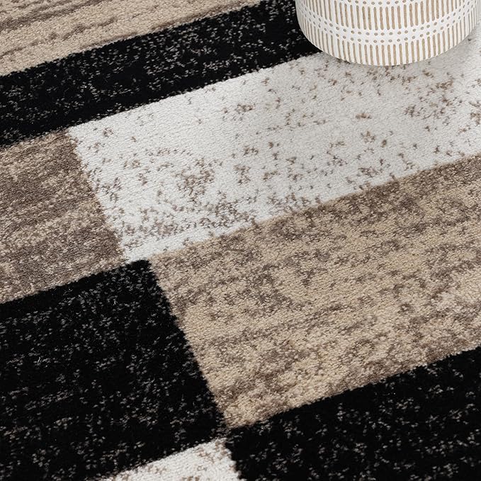 Superior Indoor Area Rug, Jute Backed, Modern Geometric Patchwork Floor Decor - Image 5
