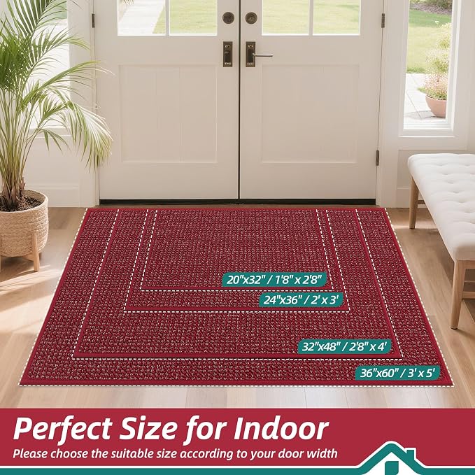 BEQHAUSE Dirt Trapper Door Mat 20" x 32", Non-Slip Washable Doormats Entrance - Image 2