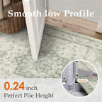 Green Area Rug 3x5 Washable Vintage Carpet Entryway Office Soft Retro Kitchen - Image 3
