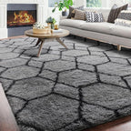 ONASAR 8x10 Area Rugs for Living Room, Fluffy Grey and Black Bedroom Rug - Image 3