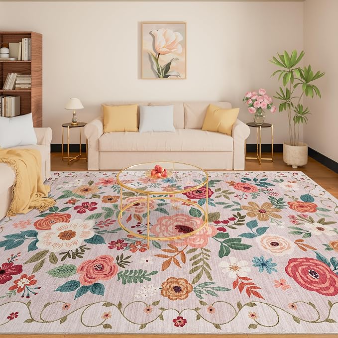 DUKINO 8x10 Area Rug, Floral Rugs - Image 4
