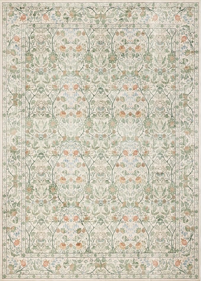 Washable Living Room Rug: 8x10 Boho Floral Soft Area Rug - Image 8