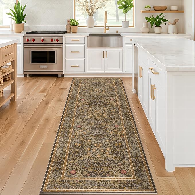 Non Slip 2x7 Gold Brown Kitchen Runner - Image 8