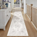 Runner Rug 2x12 Washable Light Gray Hallway Runner Vintage Boho Medallion Non - Image 5
