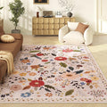 5x7 Washable Rug for Living Room, Non Slip Low Pile Soft Flower Carpet by ARKIIKI