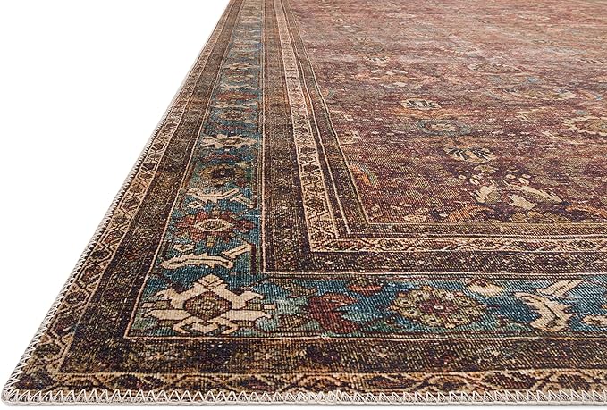 Loloi Layla Collection LAY-01 Brick/Blue 3'-6" x 5'-6" .13" Thick Accent Rug - Image 6