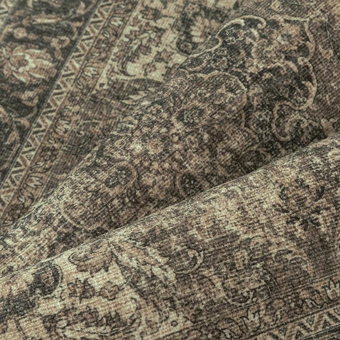 2x5 Washable Brown Runner Rug Vintage Hallway Kitchen Carpet Non-Slip Soft Low - Image 8