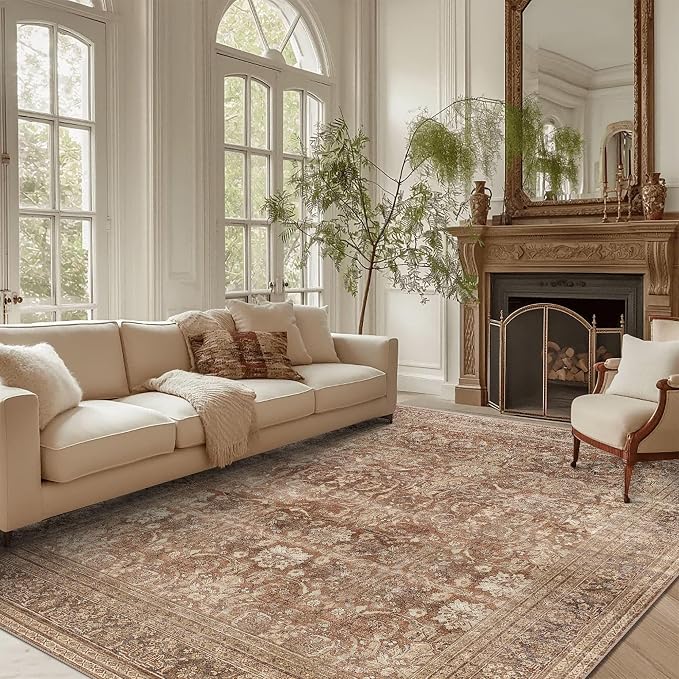 vivorug 9x12 Area Rugs for Living Room, Non Slip Machine Washable Vintage Rug - Image 3
