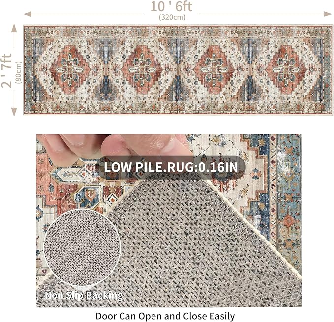 Enkor Runner Rugs for Hallway, 2.6x10.5 Washable Soft Non Slip Floor Rugs for - Image 2