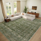 Washable 9x12 Area Rugs for Living Room, Boho Non-Slip Vintage Distress Lager by Hedwior