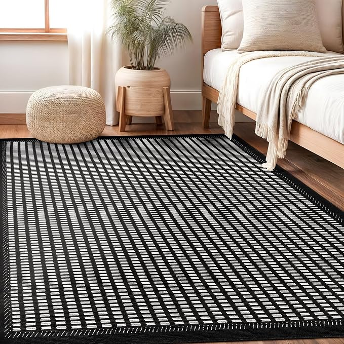 Beverly Rug Micro Loop Area Rug Black/White 6x9 Geometric Modern Luxury Zebra - Image 7