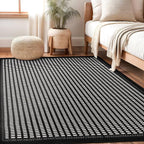 Beverly Rug Micro Loop Area Rug Black/White 6x9 Geometric Modern Luxury Zebra - Image 7