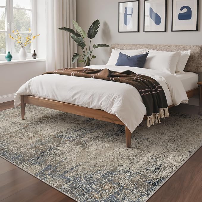 GENIMO Washable 5x7 Area Rugs for Living Room, Non Slip Modern Abstract Rug - Image 4