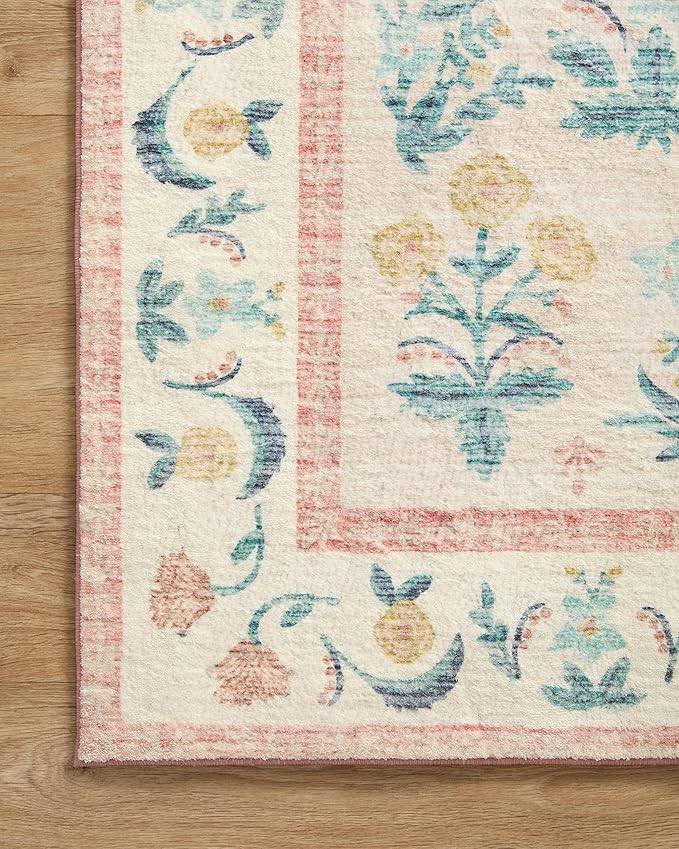 Loloi Rifle Paper Co. Eden Collection EDE-01 Mughal Rose Blush 2'-3" x 3'-9" - Image 5