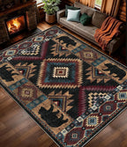 YIHOUSE Rustic Cabin Area Rug 9x12, Lodge Wildlife Bear Washable Large Area Rug by YIHOUSE