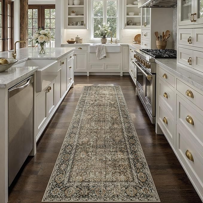 Brown Runner Rug 3x10 Vintage Area Carpet Hallway Long Indoor Kitchen Washable - Image 6
